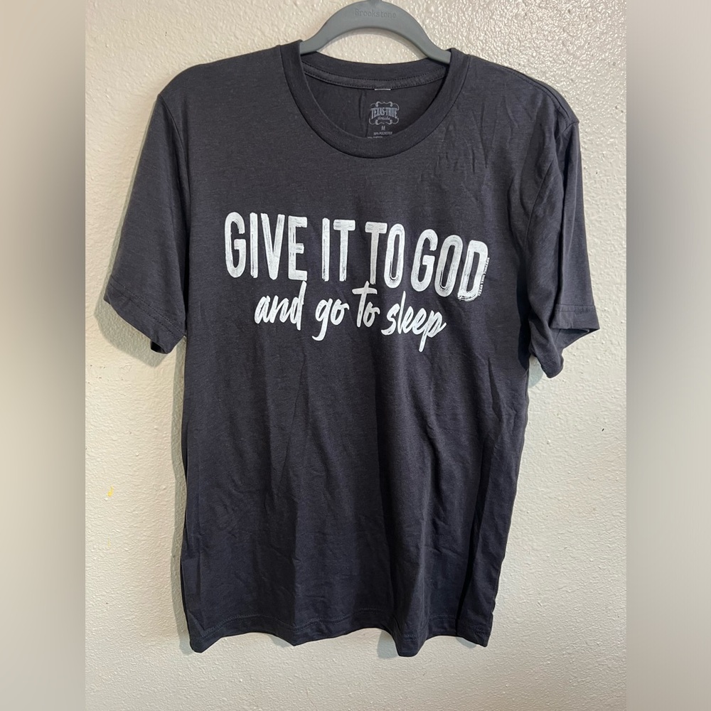 Texas True Threads Graphic T-Shirt women dark grey white letters Size medium